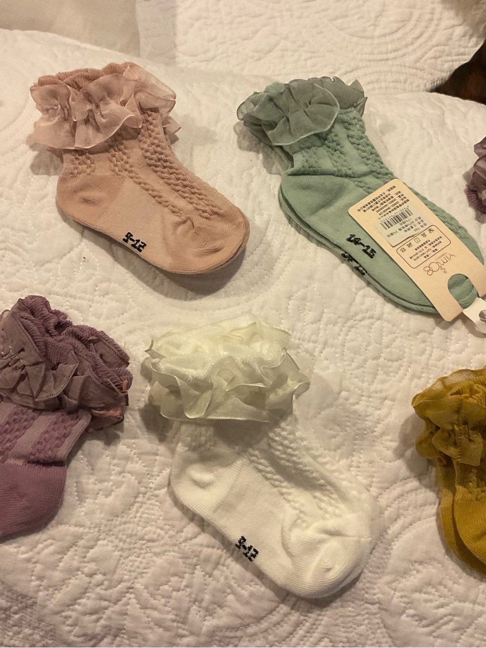Ruffled Ankle Socks for Kids - Pastel Multi-Color ruffles